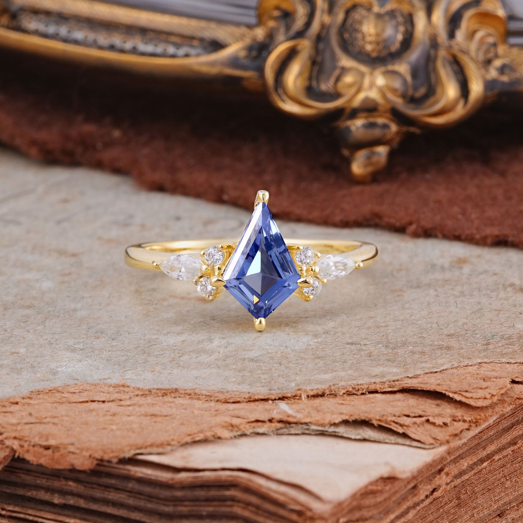 Classic 4 Prong Kite Cut Tanzanite Engagement Ring - Additional view