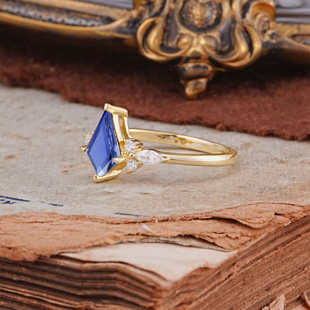 Classic 4 Prong Kite Cut Tanzanite Engagement Ring - Additional view