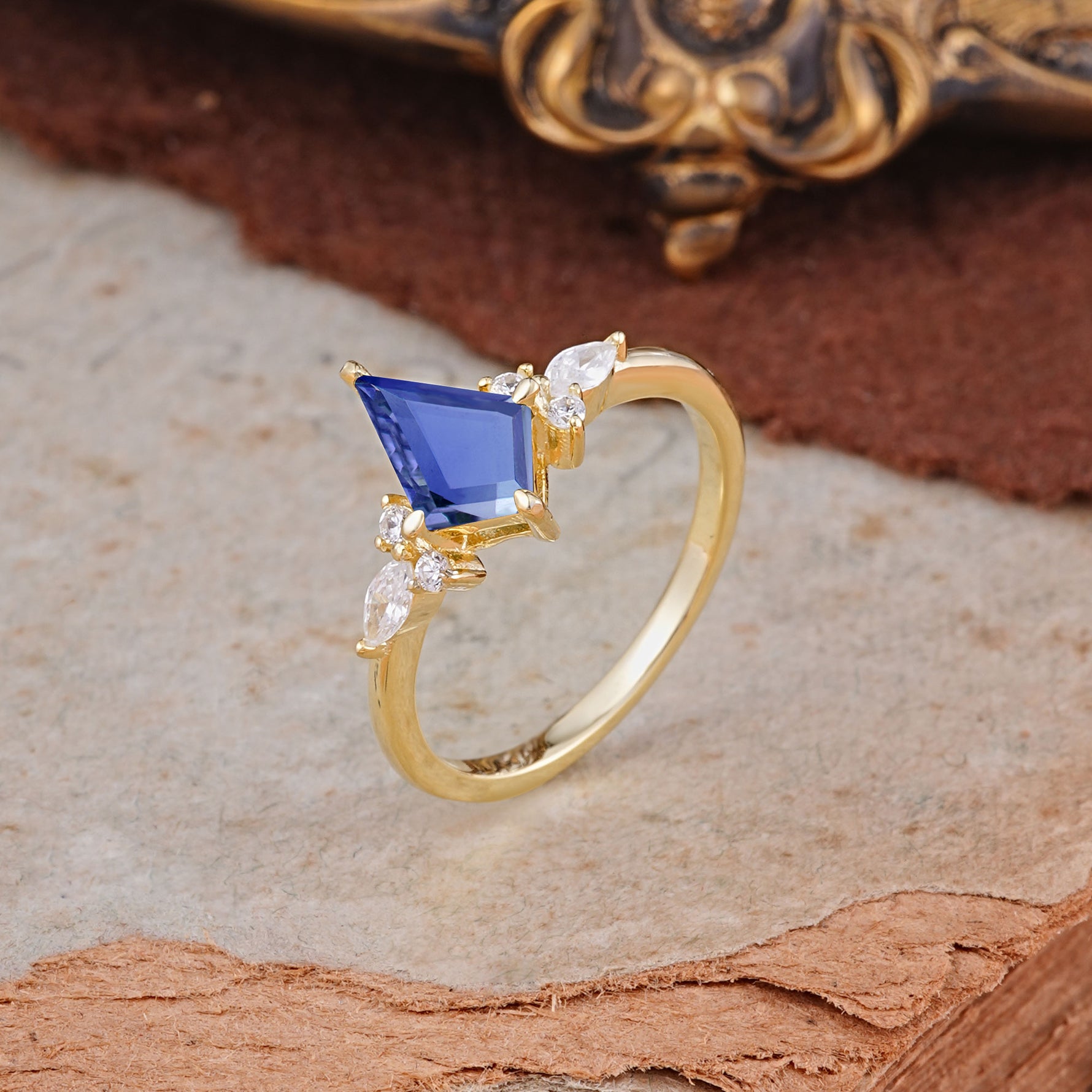 Classic 4 Prong Kite Cut Tanzanite Engagement Ring - Additional view