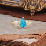 Classic 4 Prong Kite Cut Turquoise Engagement Ring - Additional view