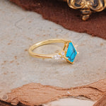 Classic 4 Prong Kite Cut Turquoise Engagement Ring - Additional view