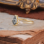Classic 4 Prong Kite Cut Black Rutilated Quartz Engagement Ring - Additional view