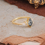 Classic 4 Prong Kite Cut Black Rutilated Quartz Engagement Ring - Additional view