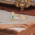 Classic 4 Prong Kite Cut Moss Agate Engagement Ring - Additional view