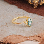 Classic 4 Prong Kite Cut Moss Agate Engagement Ring - Additional view