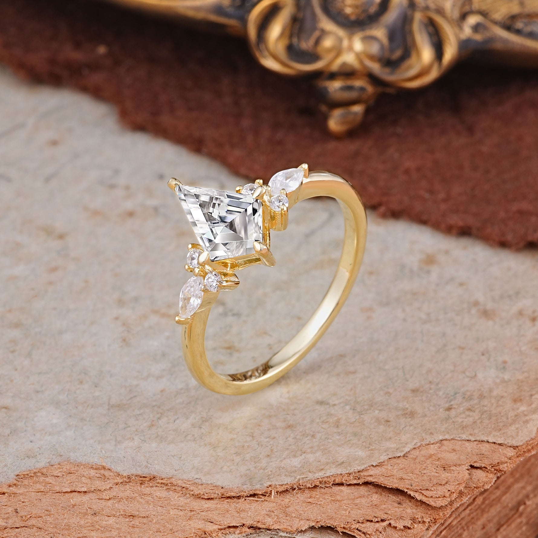 Classic 4 Prong Kite Cut Lab Diamond Engagement Ring - Additional view