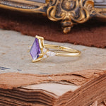 Classic 4 Prong Kite Cut Amethyst Engagement Ring - Additional view
