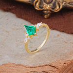 Classic 4 Prong Kite Cut Emerald Engagement Ring - Additional view