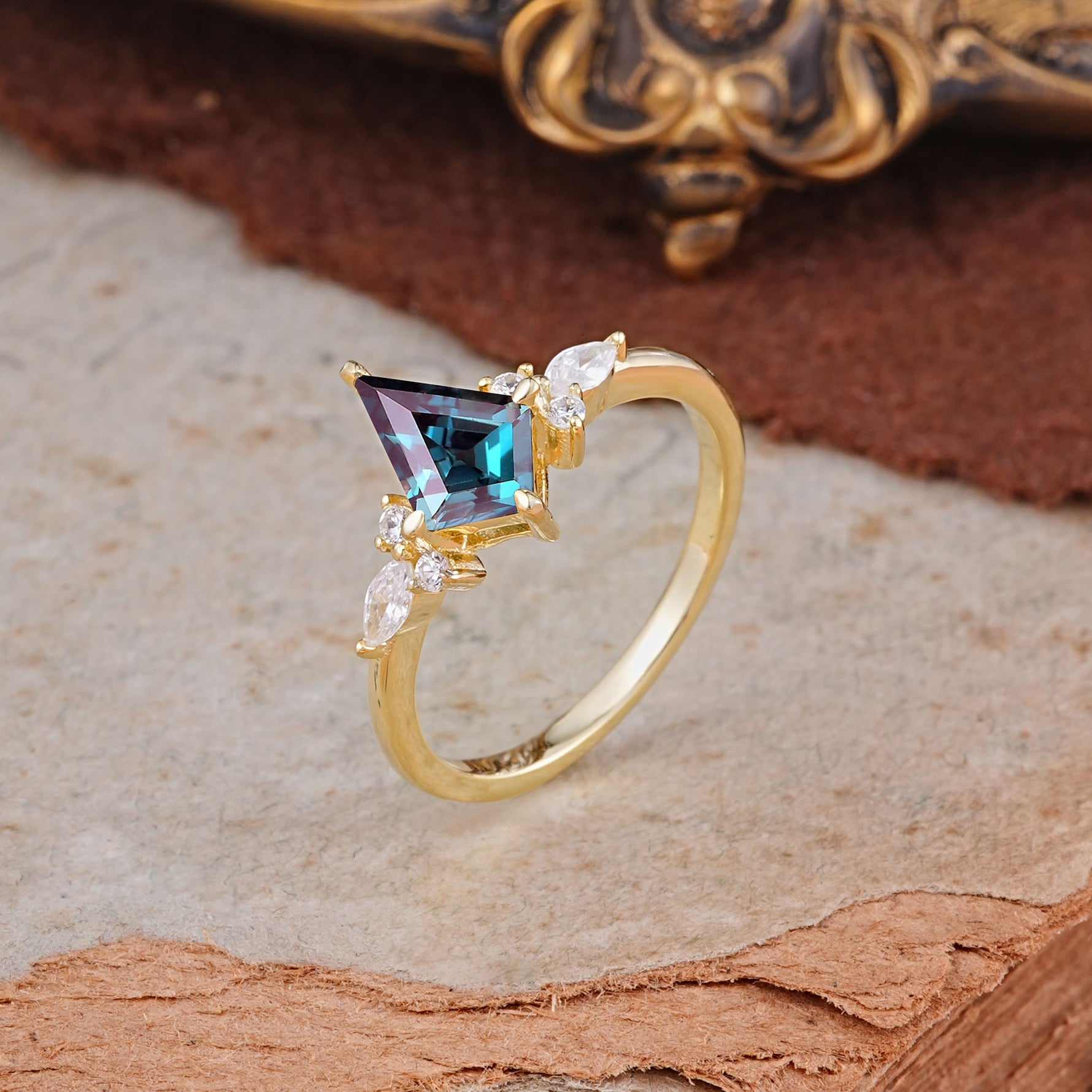 Classic 4 Prong Kite Cut Alexandrite Engagement Ring - Additional view