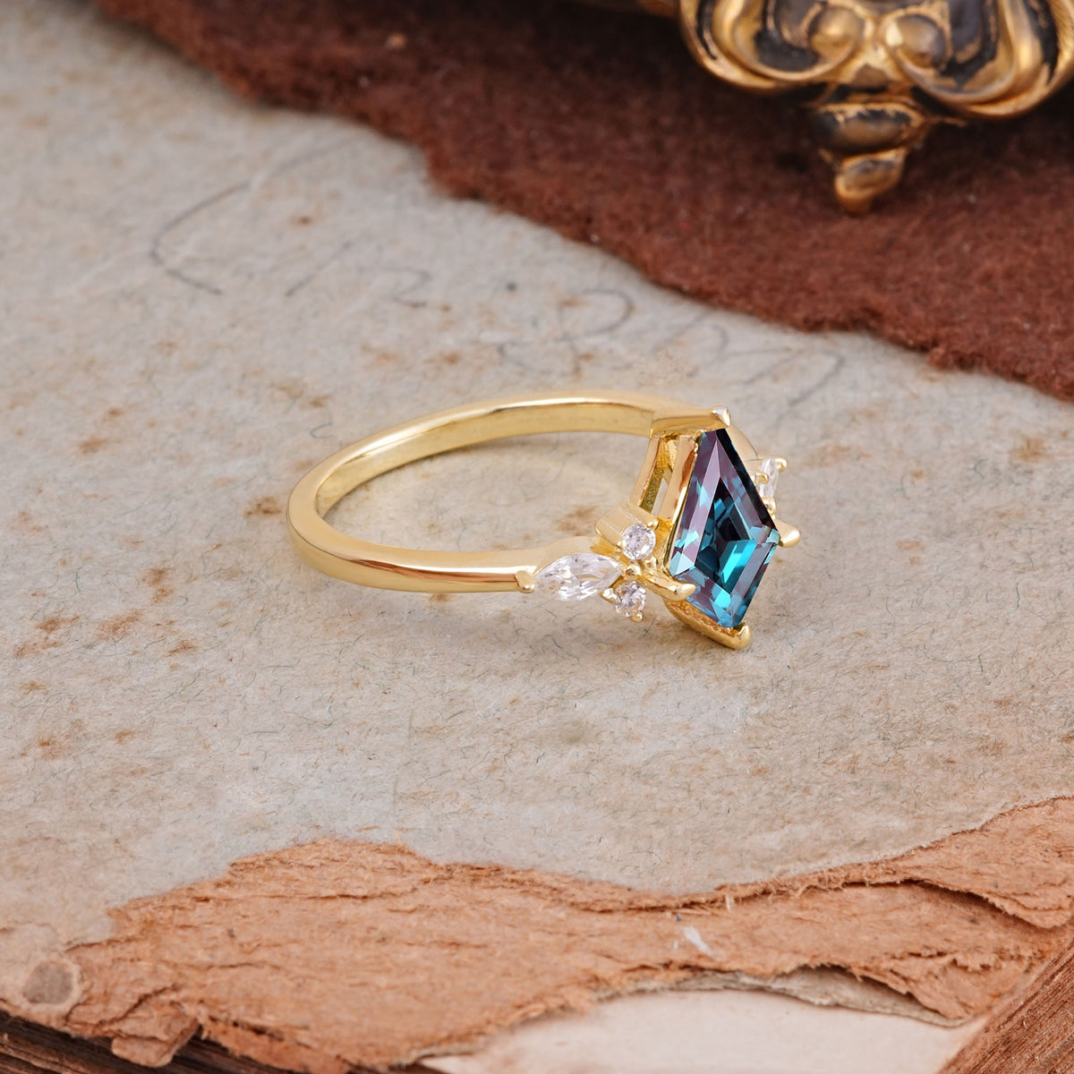 Classic 4 Prong Kite Cut Alexandrite Engagement Ring - Additional view