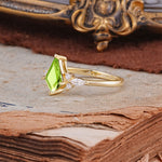 Classic 4 Prong Kite Cut Peridot Engagement Ring - Additional view