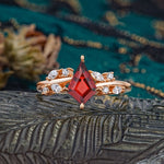 Unique Sparkling Kite Cut Garnet Engagement Ring - Additional view