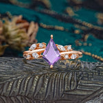 Unique Sparkling Kite Cut Amethyst Engagement Ring - Additional view