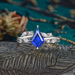 Unique Sparkling Kite Cut Sapphire Engagement Ring - Additional view