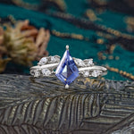 Unique Sparkling Kite Cut Tanzanite Engagement Ring - Additional view