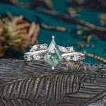 Unique Sparkling Kite Cut Moss Agate Engagement Ring - Additional view