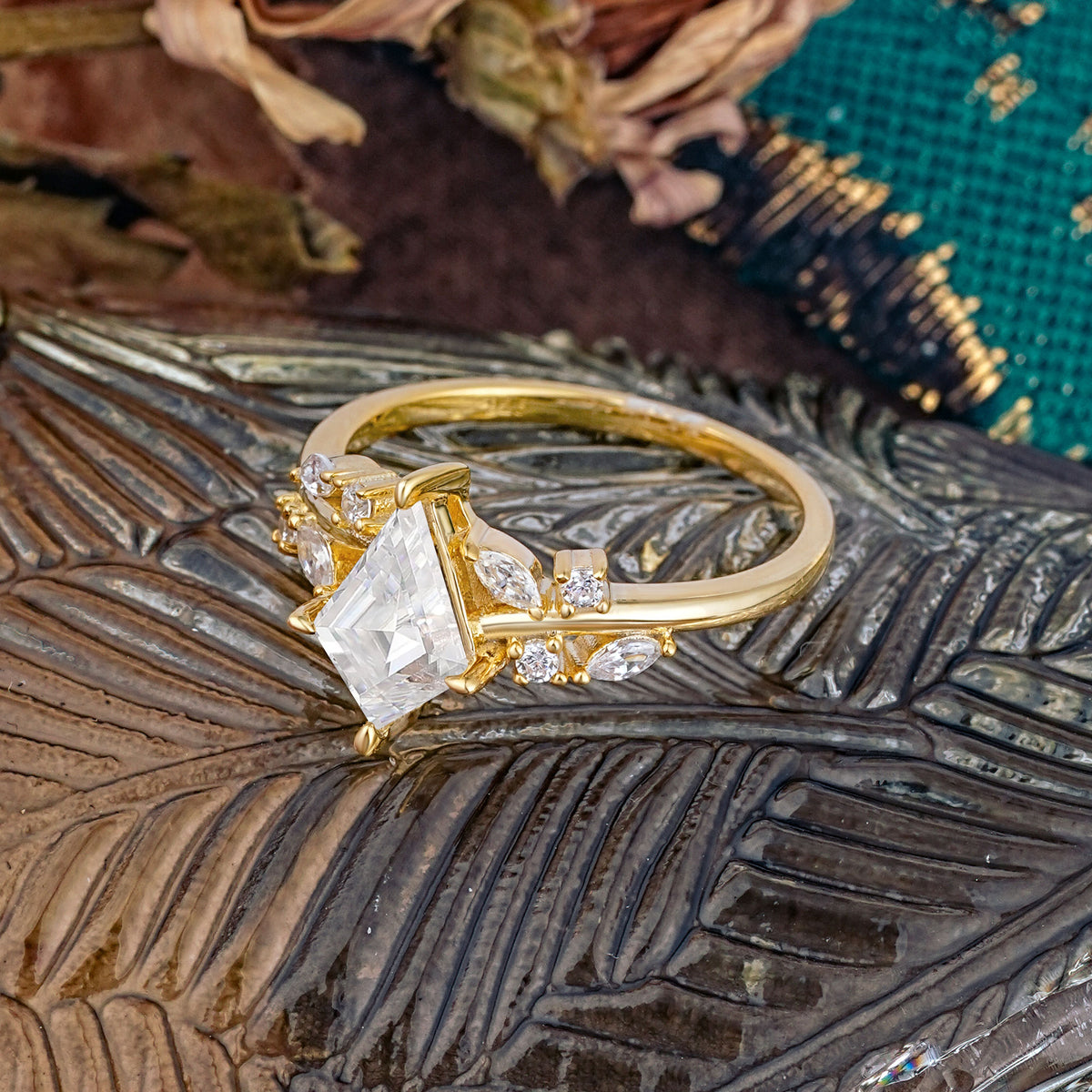Unique Sparkling Kite Cut Moissanite Engagement Ring - Additional view