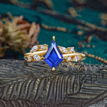 Unique Sparkling Kite Cut Sapphire Engagement Ring - Additional view