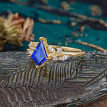 Unique Sparkling Kite Cut Sapphire Engagement Ring - Additional view