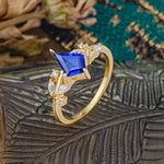 Unique Sparkling Kite Cut Sapphire Engagement Ring - Additional view