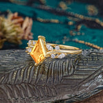 Unique Sparkling Kite Cut Citrine Engagement Ring - Additional view