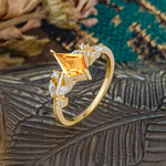 Unique Sparkling Kite Cut Citrine Engagement Ring - Additional view