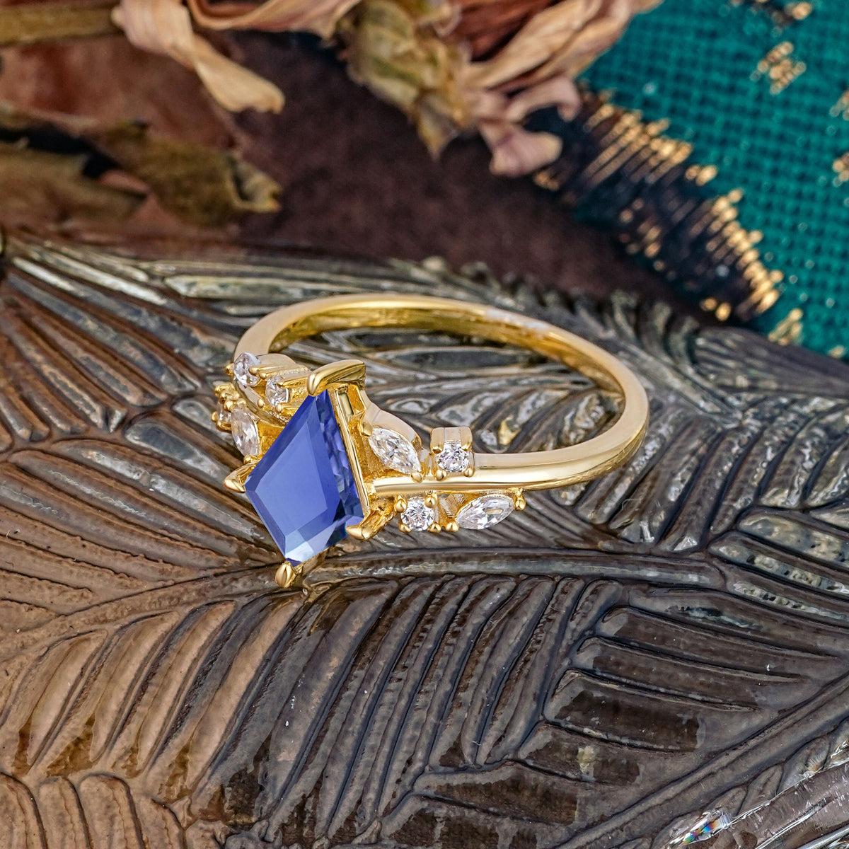 Unique Sparkling Kite Cut Tanzanite Engagement Ring - Additional view