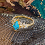 Unique Sparkling Kite Cut Turquoise Engagement Ring - Additional view