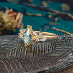Unique Sparkling Kite Cut Moss Agate Engagement Ring - Additional view