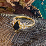 Unique Sparkling Kite Cut Black Onyx Engagement Ring - Additional view