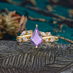 Unique Sparkling Kite Cut Amethyst Engagement Ring - Additional view