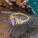 Unique Sparkling Kite Cut Amethyst Engagement Ring - Additional view