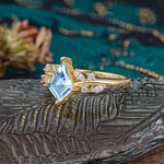 Unique Sparkling Kite Cut Aquamarine Engagement Ring - Additional view