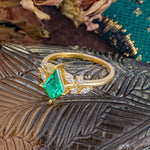 Unique Sparkling Kite Cut Emerald Engagement Ring - Additional view