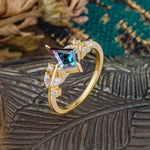 Unique Sparkling Kite Cut Alexandrite Engagement Ring - Additional view