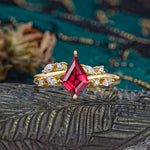 Unique Sparkling Kite Cut Ruby Engagement Ring - Additional view