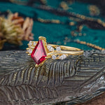 Unique Sparkling Kite Cut Ruby Engagement Ring - Additional view