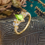 Unique Sparkling Kite Cut Peridot Engagement Ring - Additional view