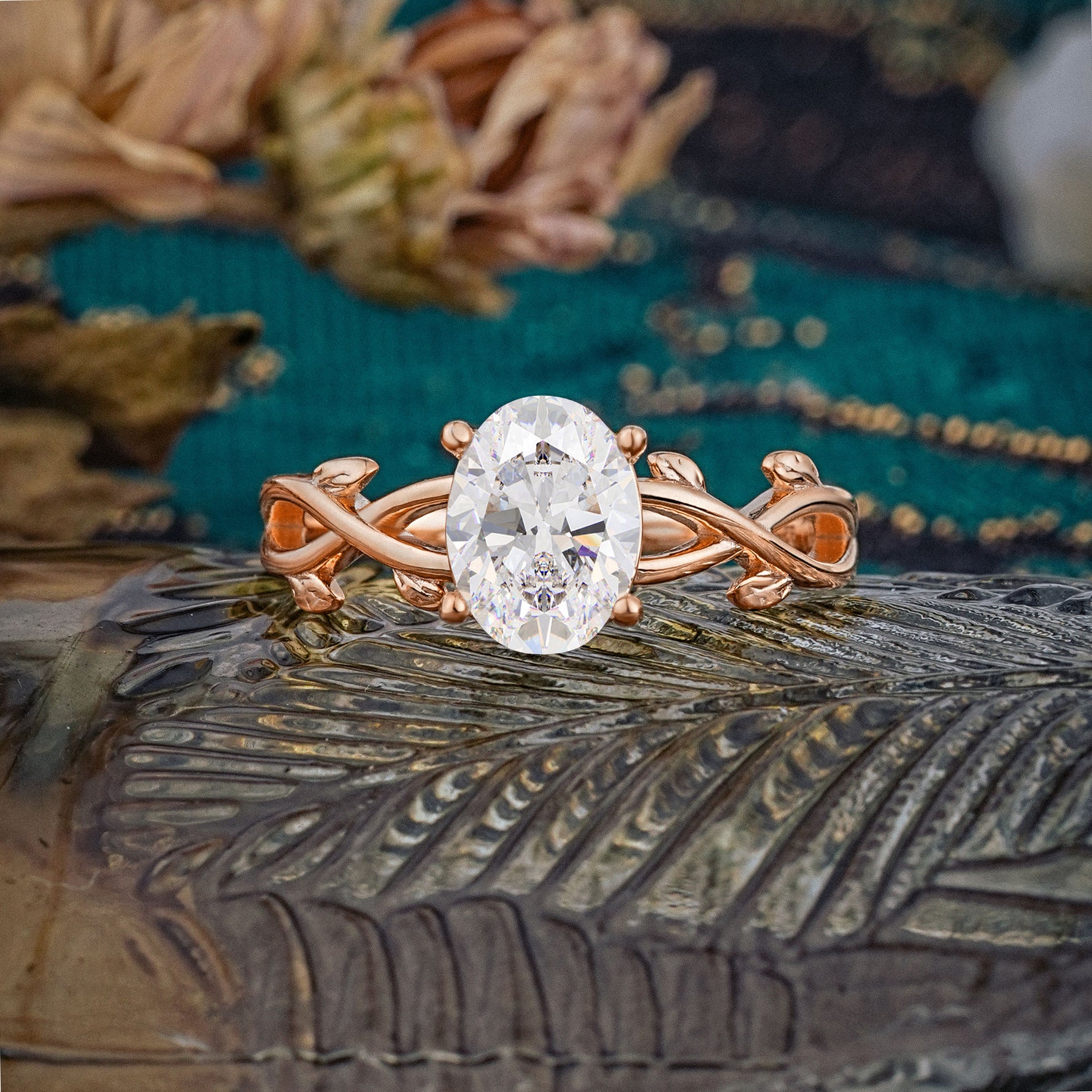 Nature inspired Moissanite Engagement Ring - Additional view