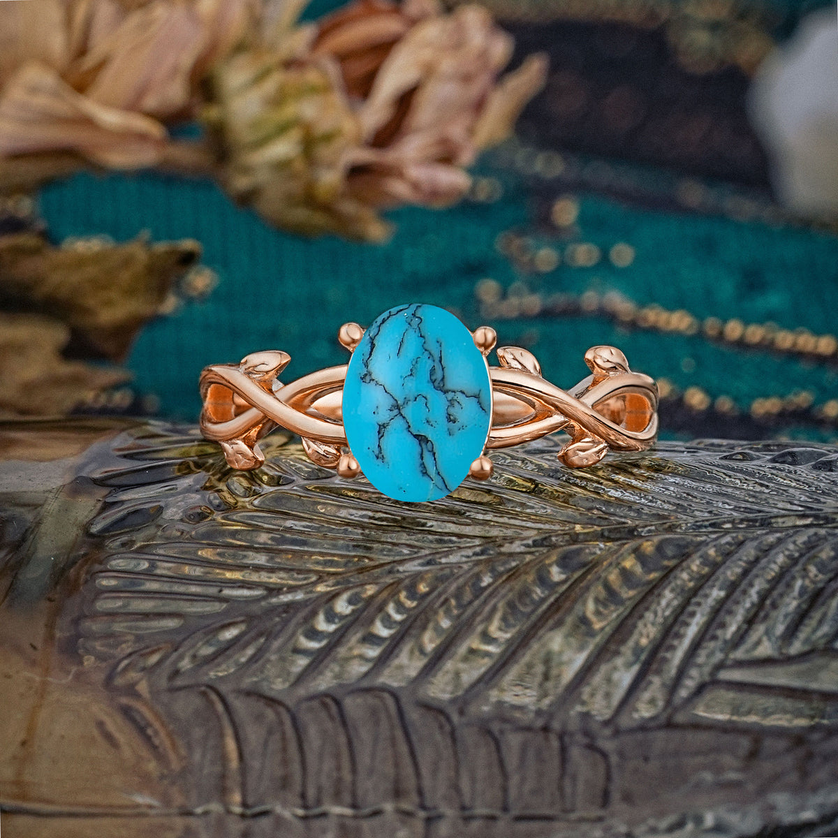 Nature inspired Turquoise Engagement Ring - Additional view