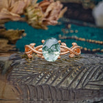 Nature inspired Moss Agate Engagement Ring - Additional view