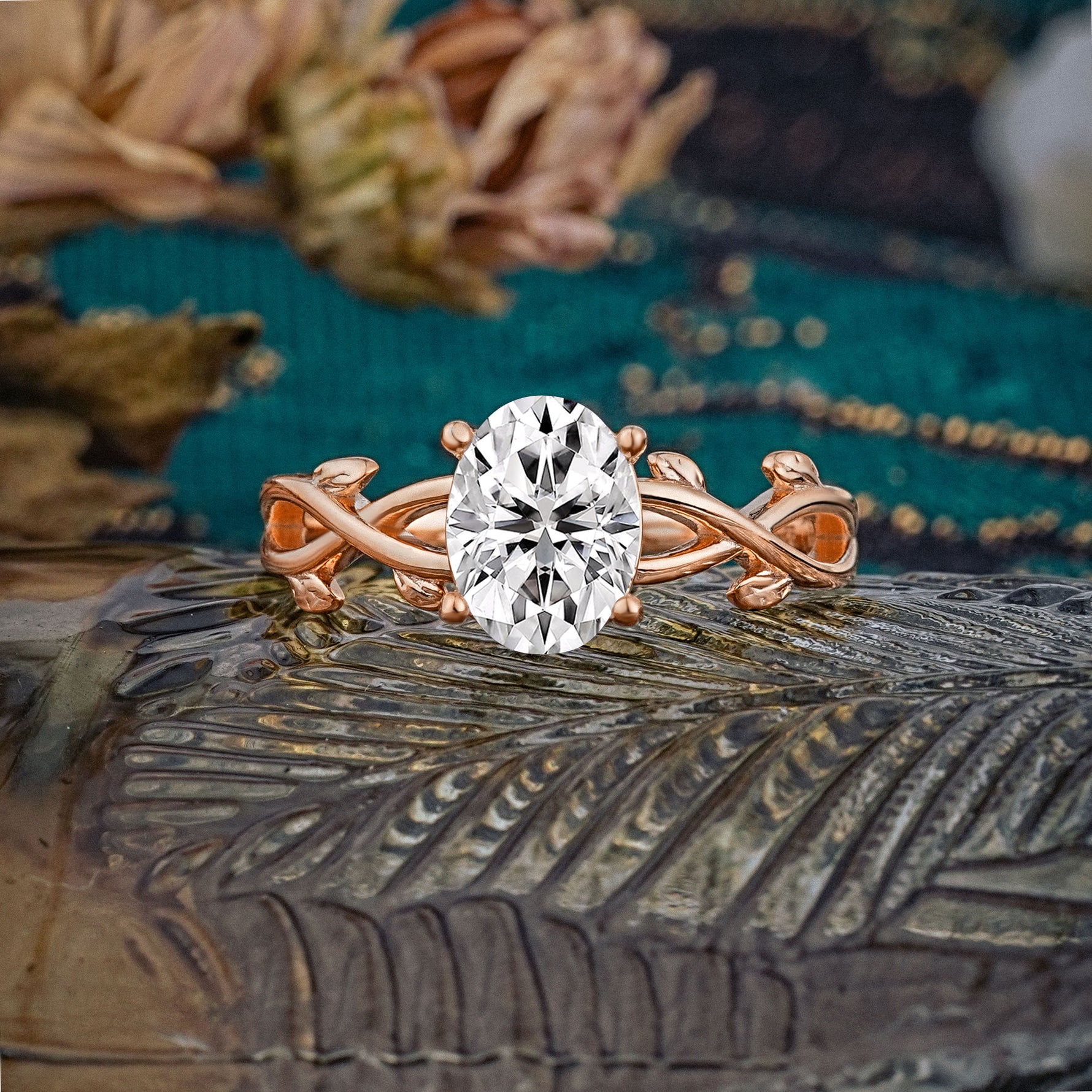 Nature inspired Lab Diamond Engagement Ring - Additional view