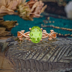Nature inspired Peridot Engagement Ring - Additional view
