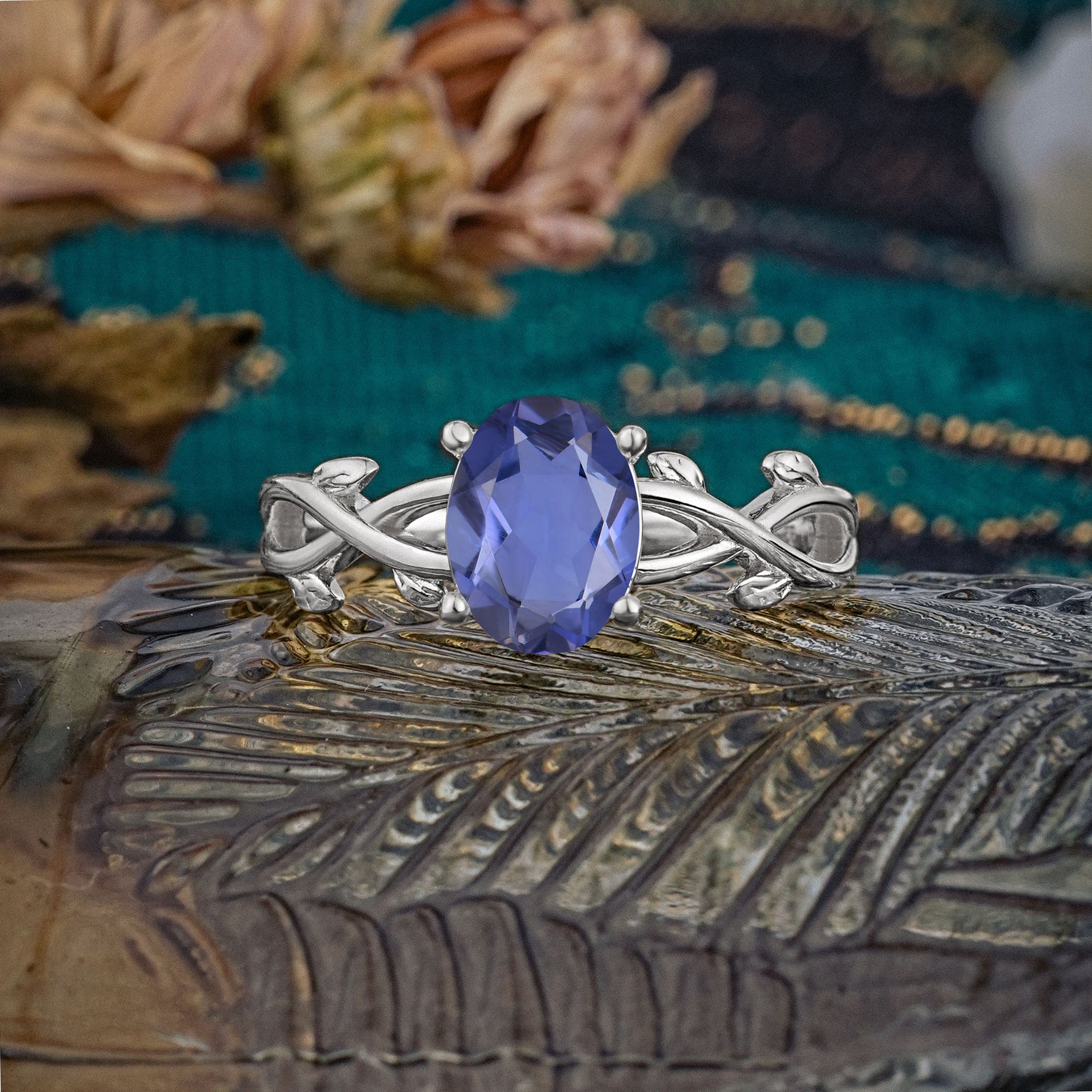 Nature inspired Tanzanite Engagement Ring - Additional view