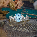 Nature inspired Aquamarine Engagement Ring - Additional view