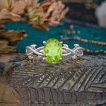 Nature inspired Peridot Engagement Ring - Additional view