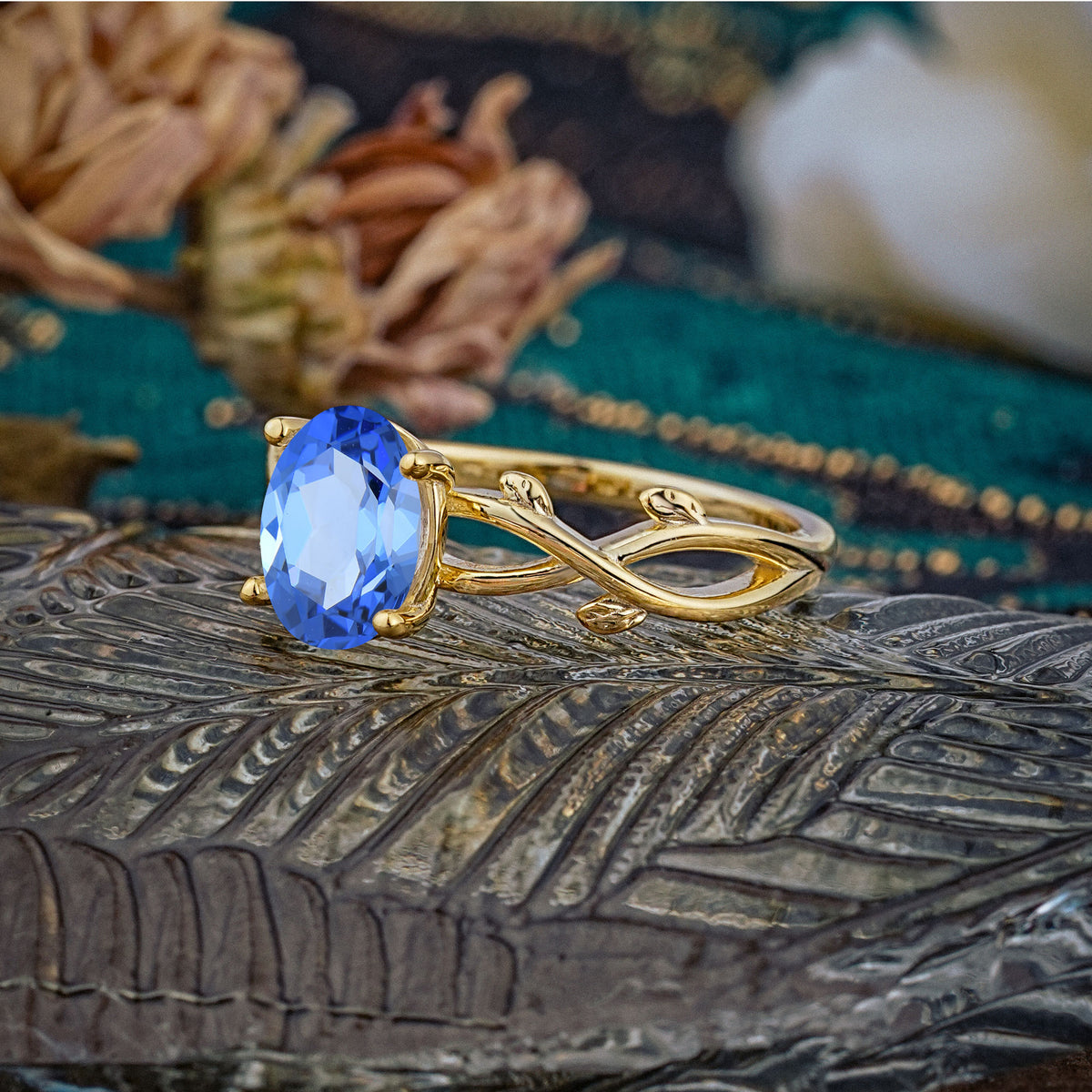 Nature inspired Sapphire Engagement Ring - Additional view