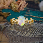 Nature inspired Fire Opal Engagement Ring - Additional view