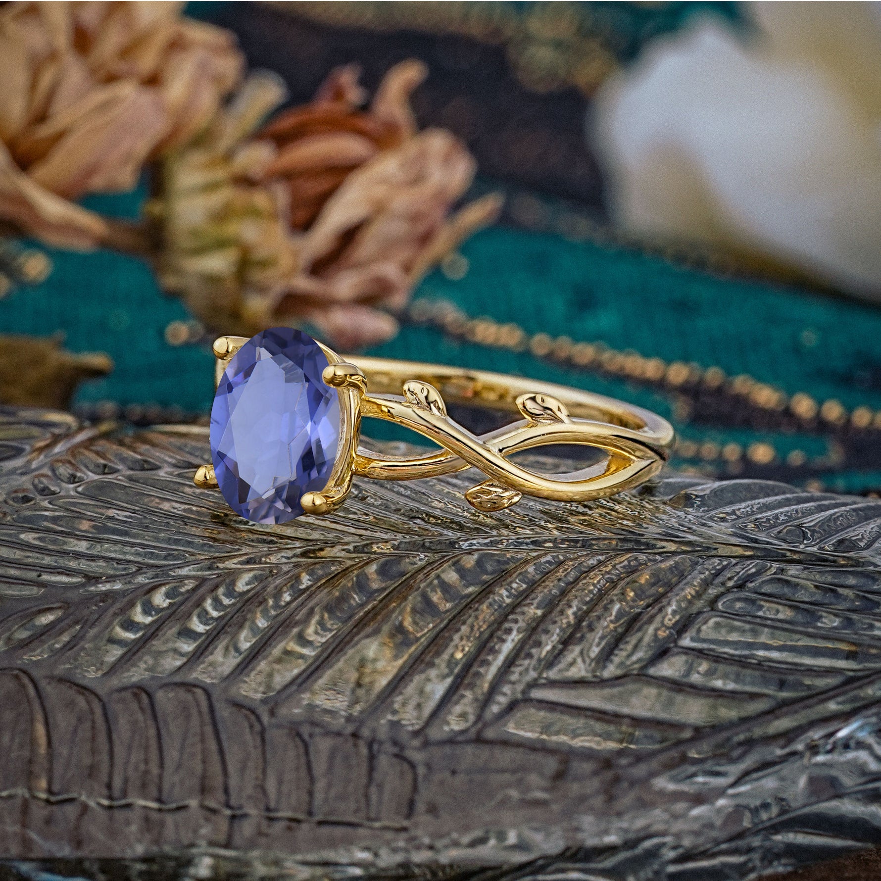 Nature inspired Tanzanite Engagement Ring - Additional view