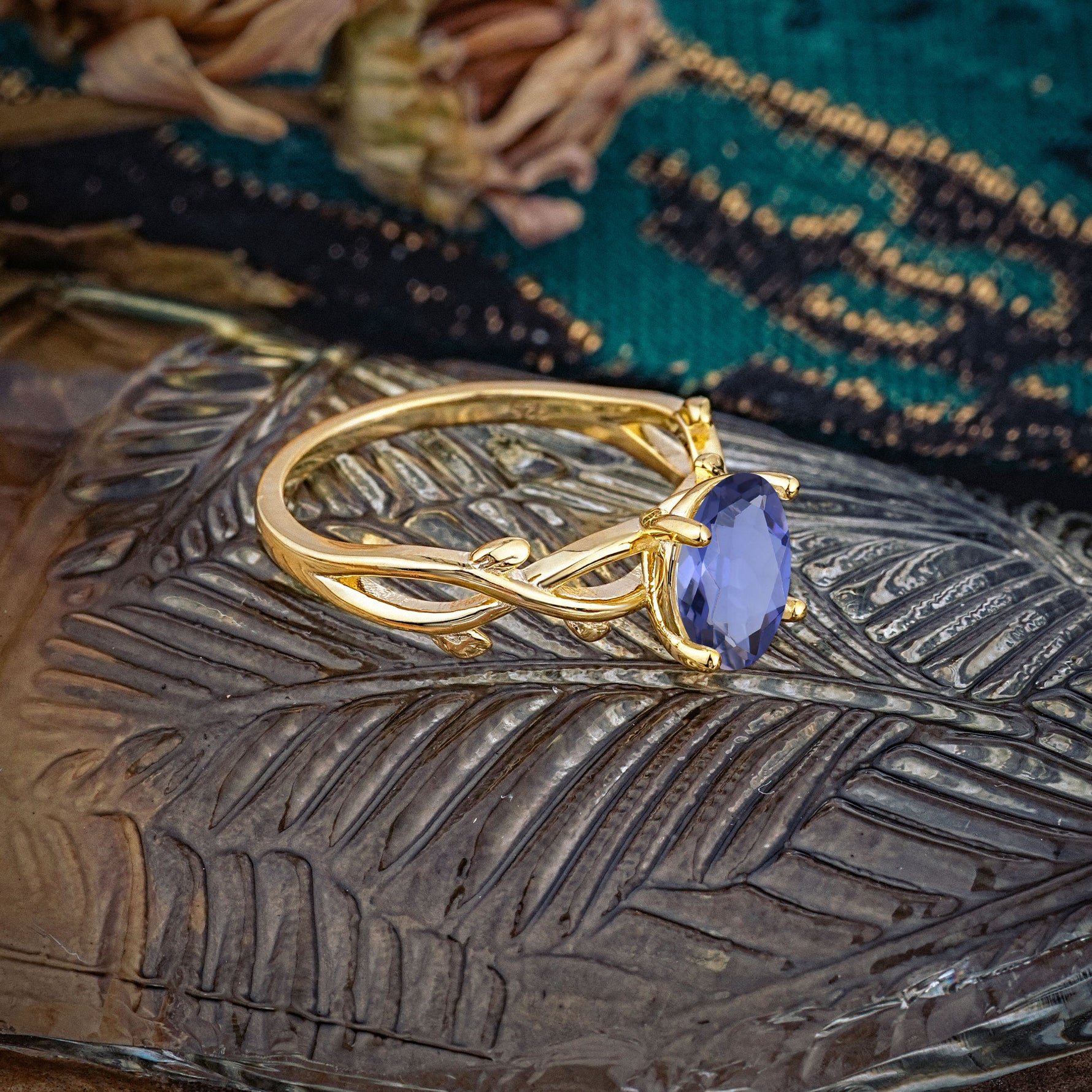 Nature inspired Tanzanite Engagement Ring - Additional view